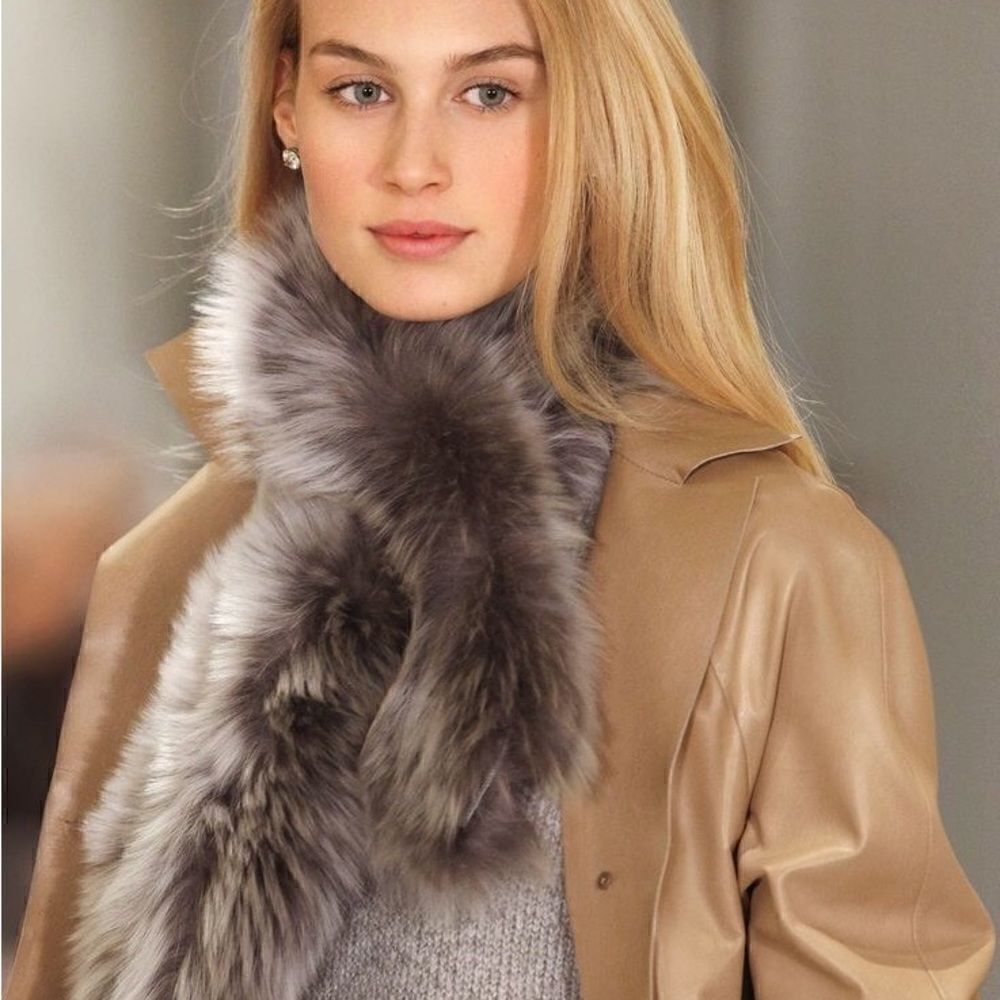 Ralph Lauren Collection * Fall 2014 Gray Italian Lamb Shearling Pull-Thru Collar